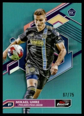 2023 Topps Finest MLS Aqua Refractor Mikael Uhre RC Print line 67/75 - Image 1 of 2