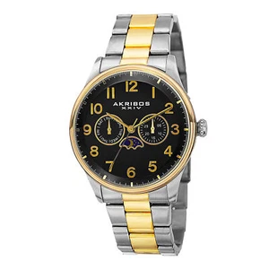 New Men's Akribos XXIV AK790TTG Day/Night Indicator Two-tone Bracelet Watch - Picture 1 of 4