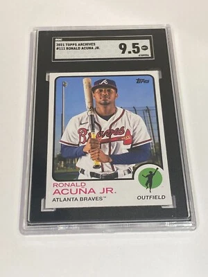 Ronald Acuna Jr. 2021 Topps Archives SGC 9.5 Mint+ Card 1973 Style #111 - Image 1 of 2