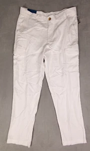 Caribbean Mens 36x32 White Linen Blend Chino Island Pants Casual Style NWTS** - Picture 1 of 19