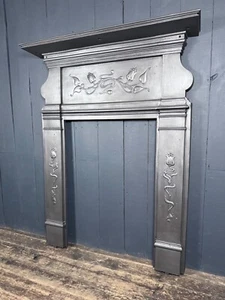 Victorian Antique Art Nouveau Cast Iron Fireplace Surround Woodburner (RVT 831) - Picture 1 of 2