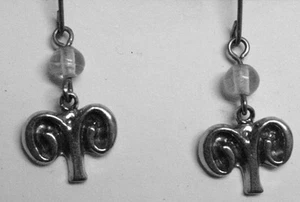 Zodiac earrings - Aries (3/21 - 4/20) clear bead - Picture 1 of 2