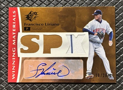 FRANCISCO LIRIANO 2008 UD SPX Winning Materials GOLD /20 Patch Auto Mets Twins - Image 1 of 2