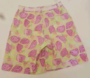 Lilly Pulitzer Shorts Womens Size 2 Very Nice Resort Fit Pink Yellow  Seashells  - Picture 1 of 6