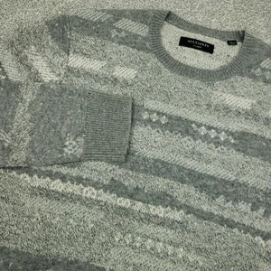All Saints Herren Gr. XL Pullover Morlinn Rundhals grau Wollmischung abstrakt gestreift - Bild 1 von 11