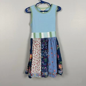 Matilda Jane Girls 6 Brilliant Daydream Dream Catcher Dress Blue Floral Polka - Picture 1 of 4