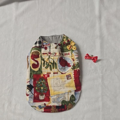  Handmade Fleece lined Dog Vest Sweate Puppy Coat Jacket  with matching hair bow - Image 1 of 4