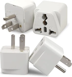 4 Pack Universal Adapter, Europe to US Plug Travel Adapters (White). - Picture 1 of 5