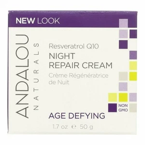 Andalou Naturals Age Defying Resveratrol Q10 Night Repair Cream 1.7 oz Pack of 3 - Picture 1 of 4