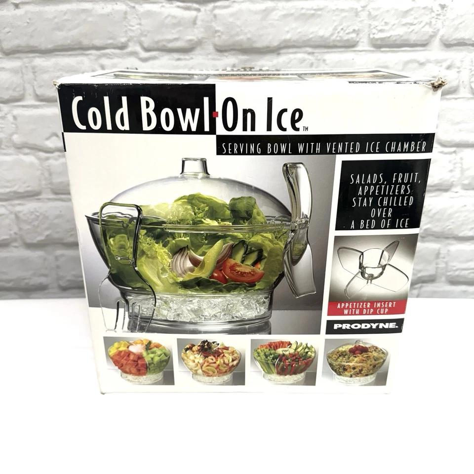 PRODYNE CB3 ACRYLIC COLD BOWL ON ICE WITH SERVING SPOON FORK - Image 1 of 4