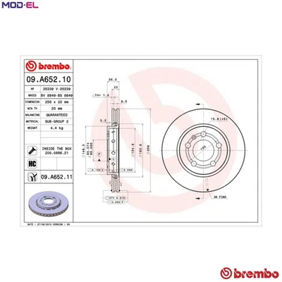 2x BRAKE DISC 09.A652.11 FOR SKODA OCTAVIA/Combi VW NEW/BEETLE GOLF/IV/Mk 1.8L - Image 1 of 4