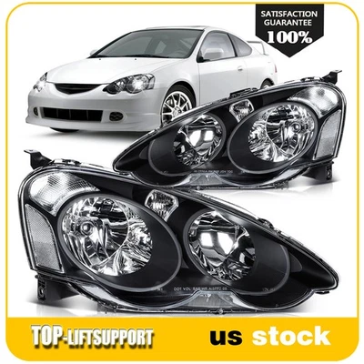 Fits 2002-2004 Acura RSX (DC5) Headlights Assembly Black Housing Left+Right - Image 1 of 4