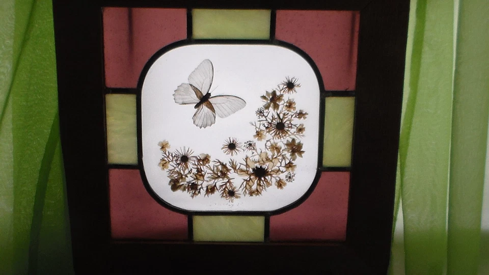 Marco de madera de puerta de granero rústico ventana vitral hecha a mano real antiguo Foto 1 de 4