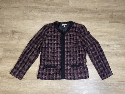 Croft & Borrow Sz M Knit Blazer Jacket Button Down Black Purple Medium Acrylic - Image 1 of 4