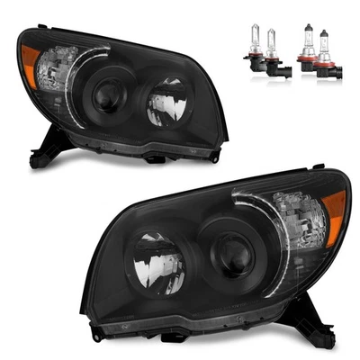 Pair Headlights For 2006-2009 Toyota 4Runner Black Amber Headlamps w/ Bulbs - Изображение 1 из 4