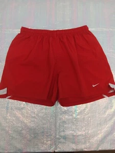 NIKE TEAM WOMENS LARGE RED WHITE LINED DRAWSTRING BASKETBALL SHORTS DRI-FIT LOGO - Picture 1 of 10