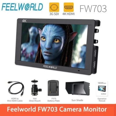 FEELWORLD FW703 7 Inch 3G SDI 4K HDMI Field Video Monitor Full HD Fr DSLR Camera - Image 1 of 4