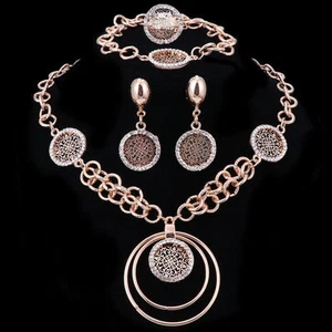 Vergoldeter Kristall Ring und Designer Schale 4 Teile Schmuckset - Bild 1 von 11