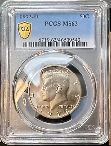 Beautiful 1972 D Kennedy Half Dollar PCGS Certified MS 62 - Picture 1 of 5