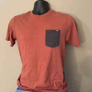 The North Face Slim Fit Pocket T-Shirt Small Color Block Pocket Red Heather Tee