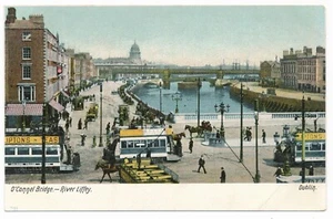 O'Connell Bridge and River Liffey Dublin Ireland Undivided Postcard - Bild 1 von 2