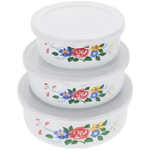 3pcs Enamel Bowls Salad Bowls Food Storage Bowls Food Preservation Bowls - Picture 1 of 12