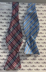 Rare Brooks Brothers 2 Sided Pink & Blue Self Tie Adjustable Bow Tie Silk NEW - Picture 1 of 4