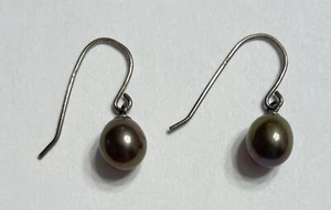 Vintage 925 Sterling Silver Ball Dangle Drop Earrings 1.4g 3/4” Long Black - Picture 1 of 2