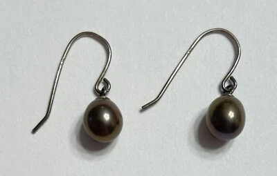 Vintage 925 Sterling Silver Ball Dangle Drop Earrings 1.4g 3/4” Long Black - Image 1 of 2