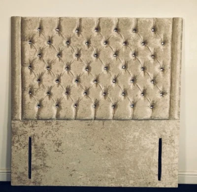 Victoria Floor Standing Headboard Crushed Velvet Fabric 4'6 Double 5' King Size - Image 1 of 2