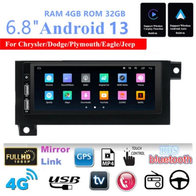 6.8'' 4+32G Stereo Radio GPS Navi For Chrysler/Dodge/Plymouth/Eagle/Jeep Carplay - Image 1 of 4