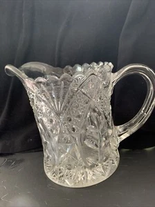 EAPG Tarentum Glass LEAF IN OVAL; Arched Leaf Medallion; Penelope Pitcher 51/2” - Picture 1 of 6