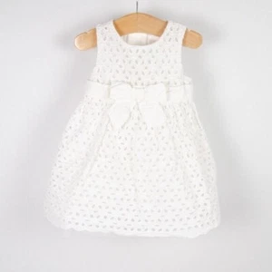 Gymboree ärmellos Ösen Spitze besondere Anlässe Kleid weiß Baby Größe 3-6 Monate - Bild 1 von 8