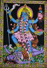 Hindu Goddess Kali Lord Shiva Handmade Sequin Tapestry Wall Hanging Poster Decor