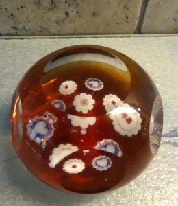 Signed Pairpoint Art Glass Spaced Heart Millefiori Faceted Paperweight COS - Picture 1 of 9