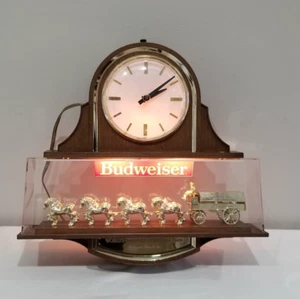 VINTAGE Budweiser Clydesdale 🔥Double Sided Beer Sign Clock Light Beer RARE - Picture 1 of 12
