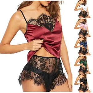 Lace Simulation Silk Sexy Suit Women Sleepwear - Foto 1 di 38