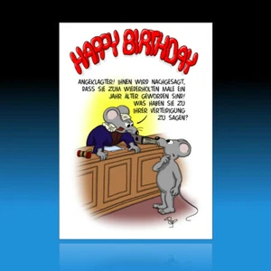 10 lustige Postkarten witzige Glückwunschkarten Geburtstag Cartoon Angeklagter - Bild 1 von 2