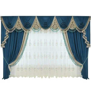 American thick luxury velvet blue cloth blackout curtain valance drape C1457 - Picture 1 of 11