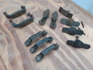 Vintage old Antique Brass Bronze Effect 3" Door Handles Cabinet Cupboard 11 aval - Picture 1 of 12