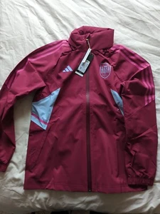 Adidas Spain Rain Training Jacket Mystery Ruby Ladies Size M RRP £150 - Picture 1 of 9