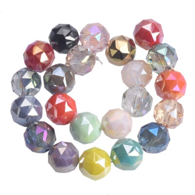 10pcs Colorful Round 10mm Triangular Facets Faceted Crystal Glass Loose Beads - Image 1 of 3