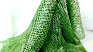 METALLIC BRIGHT GREEN SHINY FISHNET SCARF SHAWL WITH 6" FRINGE – 78” LONG - Picture 1 of 8