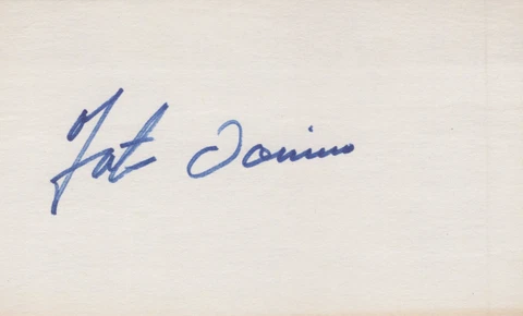 Fats Domino signed 3x5 index card Vintage Cover