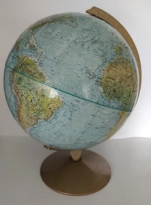Vintage Replogle Land And Sea World Globe, Blue Ocean Raised Relief 12" Diameter - Picture 1 of 9