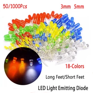 Kit de componentes de diodo emisor de luz LED brillante de 3 mm 5 mm para circuito de PCB - todos los colores - Imagen 1 de 8