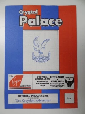 CRYSTAL PALACE v OXFORD UNITED | 1989/1990 | RESERVES | 8 NOV 1989 | UK FREEPOST - Image 1 of 2