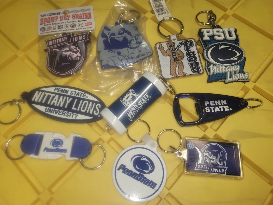 Lote de 10 piezas Penn State Nittany Lions nuevos llaveros goma, abridor, luz, mascota Foto 1 de 1