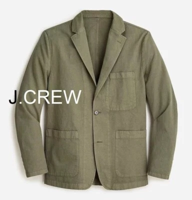 JCREW blazer 34 olive green cotton linen chore chino suit jacket 34S lightweight - Image 1 of 4