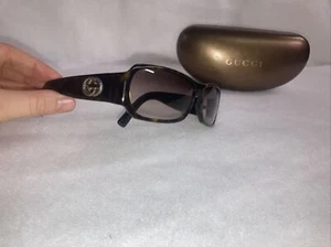 Gucci Havana Sonnenbrille rechteckiges Gestell braun Logo und Etui - Bild 1 von 8